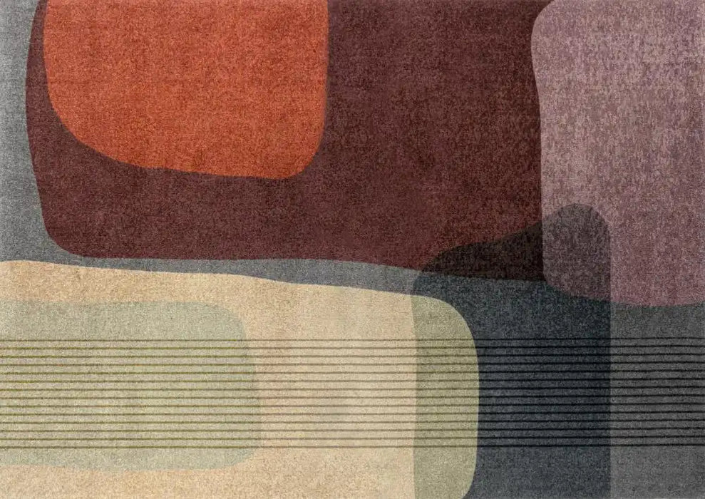 Wash + Dry decor arcadia Multicoloured, Red Living Room Washable Rug.