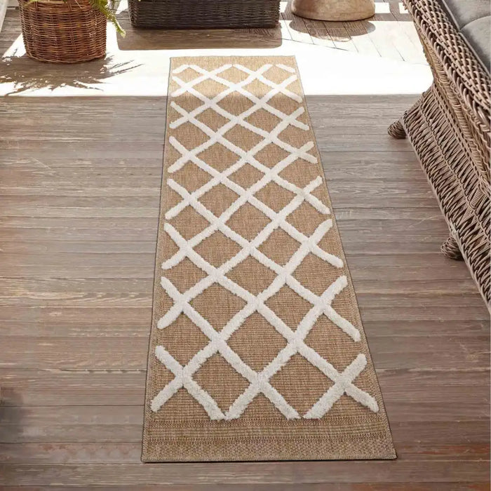 Serdim Rugs harper outdoor aztec cream Brown, Ivory, Cream Living Room Natural Fibre Rug.