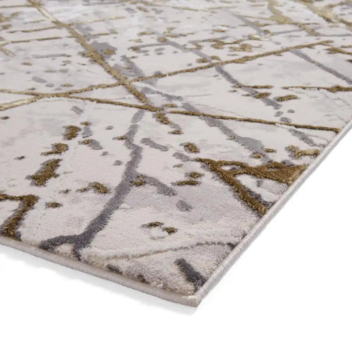 Think Rugs artemis b8403a gold silver Grey, Yellow Living Room Geometric Rug.