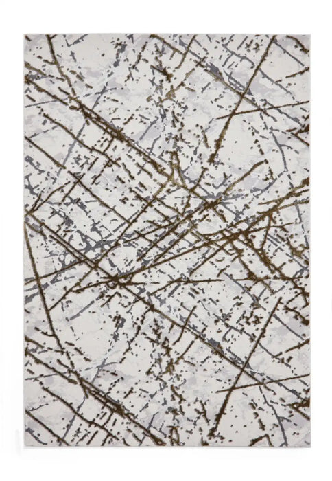 Think Rugs artemis b8403a gold silver Grey, Yellow Living Room Geometric Rug.