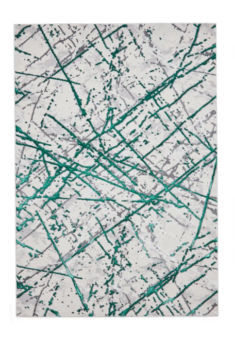 Think Rugs artemis b8403a green silver Green, Grey Living Room Geometric Rug.