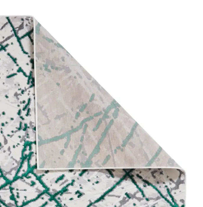 Think Rugs artemis b8403a green silver Green, Grey Living Room Geometric Rug.