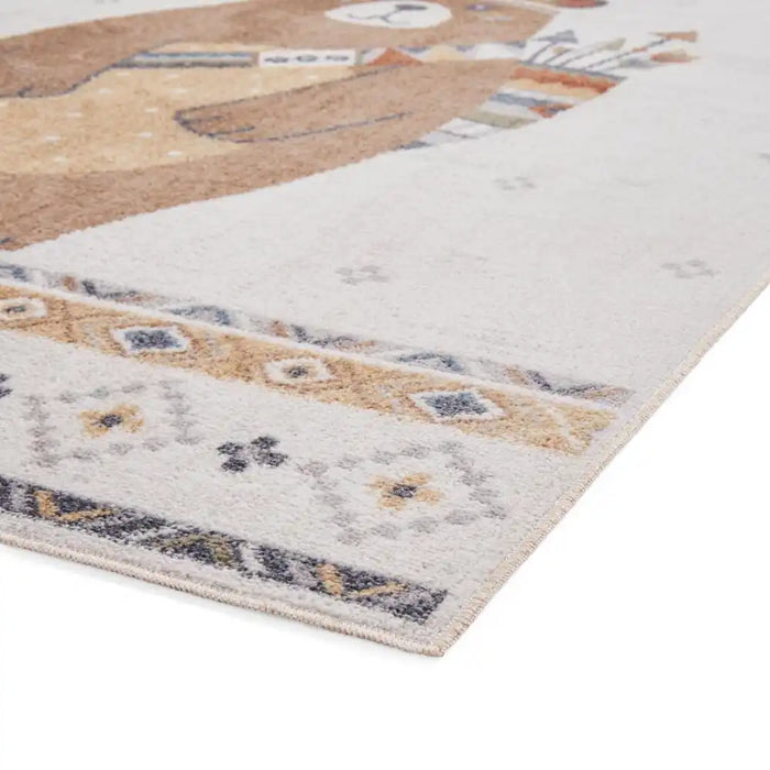 Think Rugs vida washable bear Ivory Bedroom  Washable Rug.