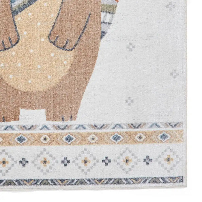 Think Rugs vida washable bear Ivory Bedroom  Washable Rug.