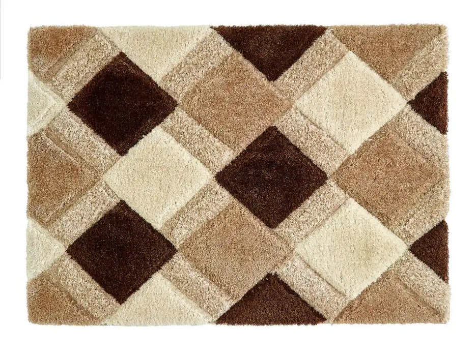 Origins 3d geo shaggy beige Beige Living Room  Rug.