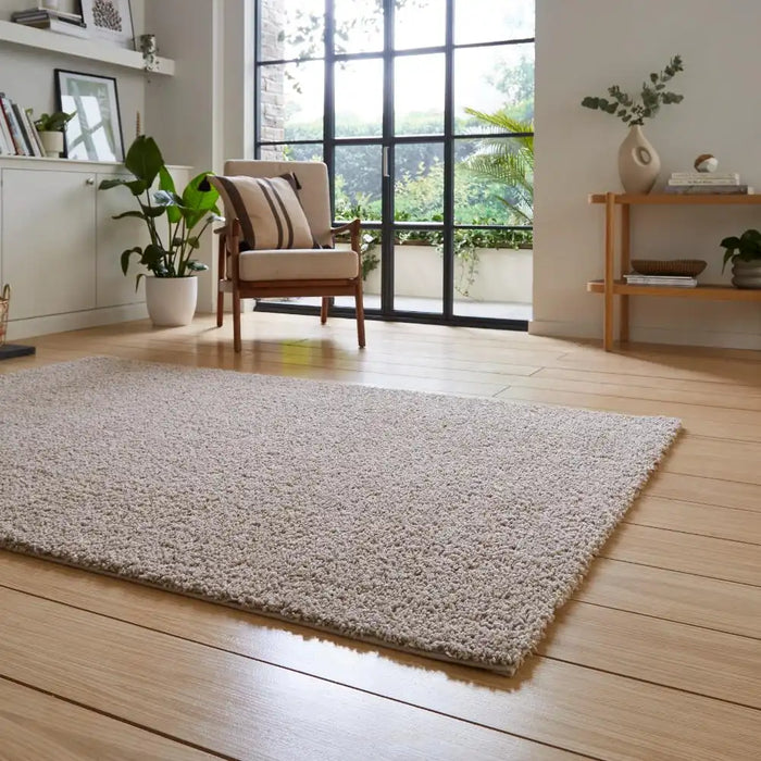Think Rugs bali beige Beige Living Room Shaggy Rug.