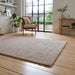 Think Rugs bali beige Beige Living Room Shaggy Rug.