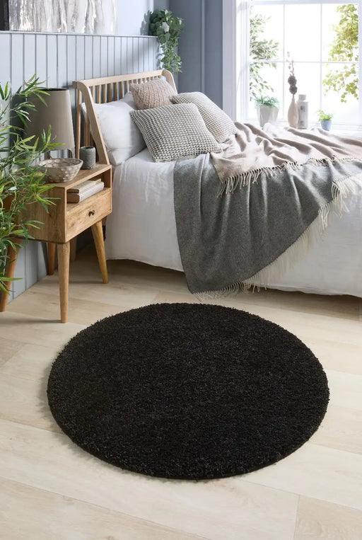 My Mats buddy black Black Living Room Shaggy Rug.