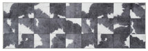 Likewise Matting faux hide black white patchwork Black, Cream Living Room  Rug.