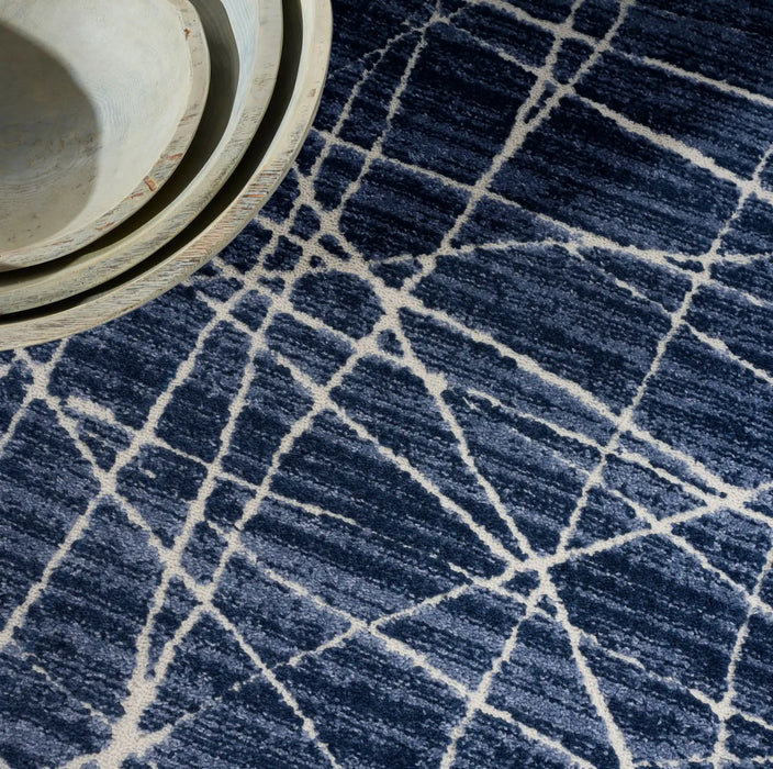 Calvin Klein ck023 balance bln02 blue ivory Blue Living Room Geometric Rug.