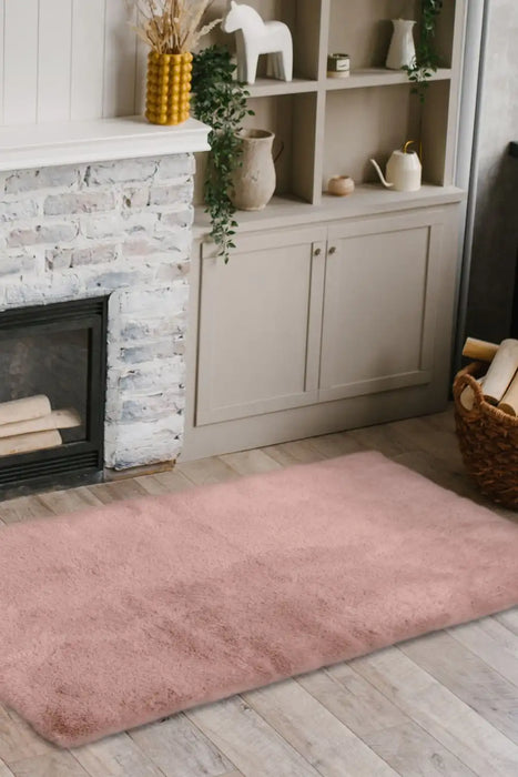 Homemaker luxury faux fur blush Pink Living Room Shaggy Rug.