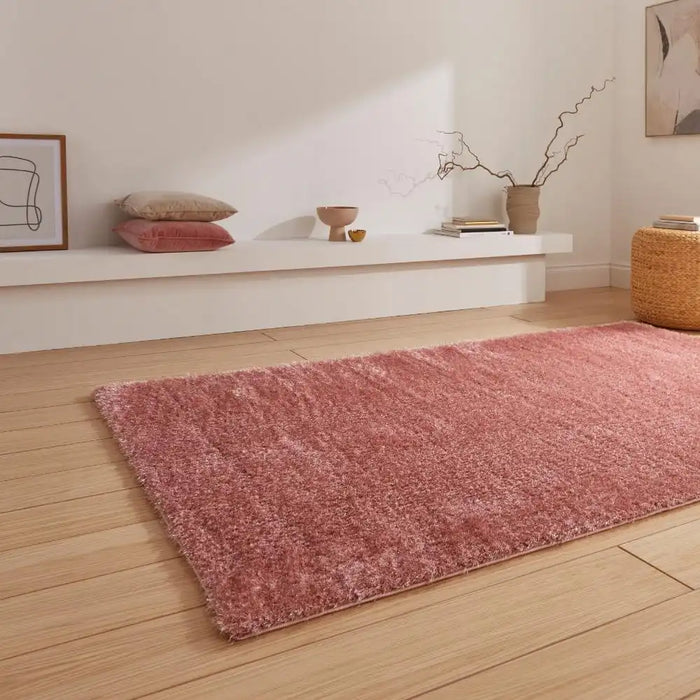 Think Rugs lux shaggy blush Pink Living Room Shaggy Rug.