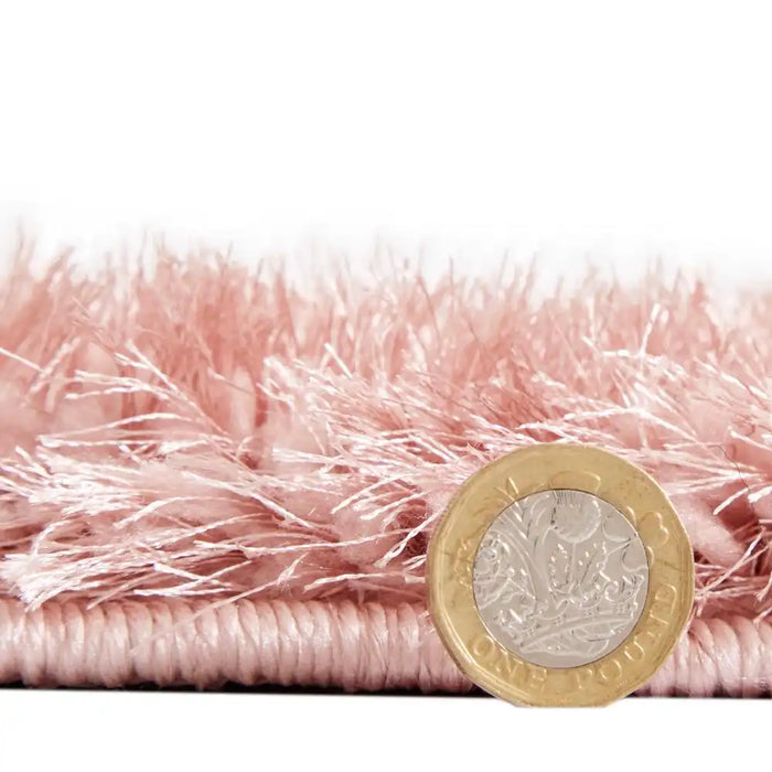 Think Rugs lux shaggy blush Pink Living Room Shaggy Rug.