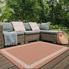 Likewise Matting duo weave indoor outdoor border rust Orange Outdoor  Flat Weave Rug.