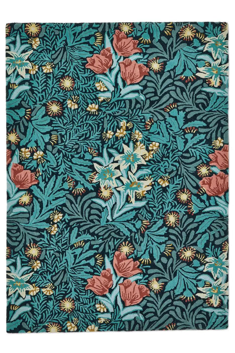 Morris & Co morris and co bower indigo 128208 Multicoloured Living Room Wool Rug.