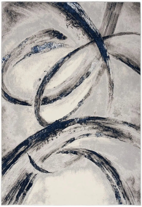 Nourison brushstrokes bsk02 grey navy Blue, Grey, Navy Living Room  Rug.