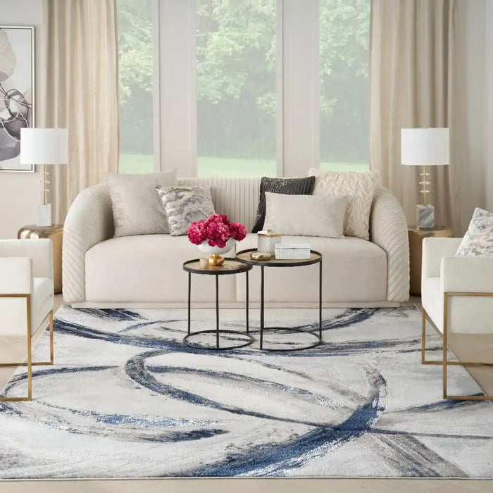 Nourison brushstrokes bsk02 grey navy Blue, Grey, Navy Living Room  Rug.