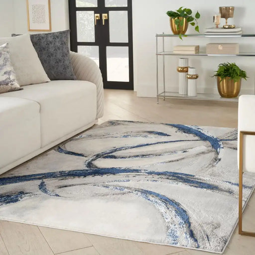 Nourison brushstrokes bsk02 grey navy Blue, Grey, Navy Living Room  Rug.