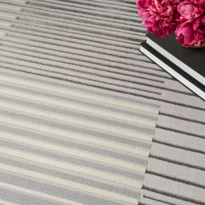 Nourison brushstrokes bsk04 silver grey Grey Living Room  Rug.