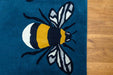 Woven Edge natural world bumble bee Blue, Green, Yellow, Multicoloured Living Room Wool Rug.