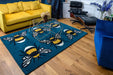 Woven Edge natural world bumble bee Blue, Green, Yellow, Multicoloured Living Room Wool Rug.