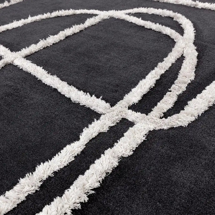 Asiatic infinity charcoal Grey Living Room Wool Rug.