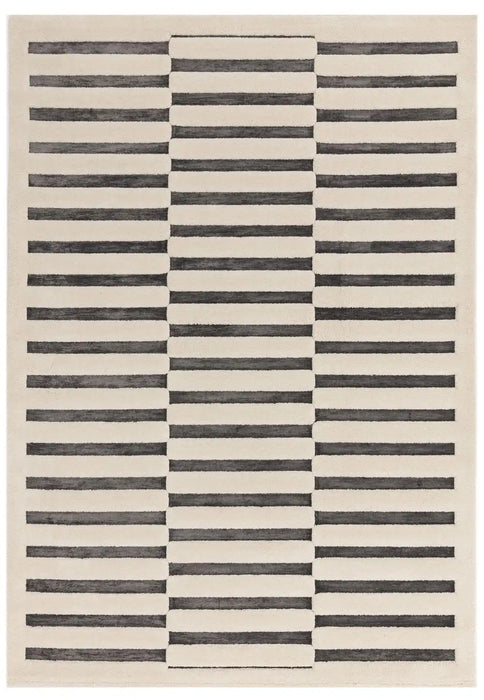 Asiatic valley charcoal ivory build Grey, Ivory Living Room Geometric Rug.