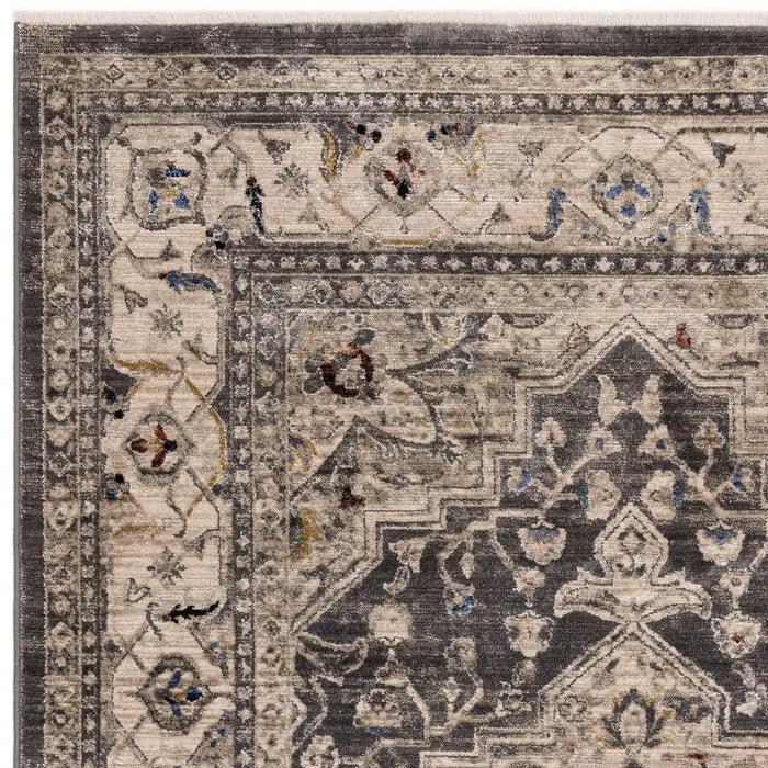 Asiatic sovereign charcoal medallion 05 Grey Living Room Flat Weave Rug.