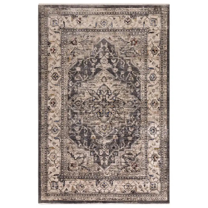 Asiatic sovereign charcoal medallion 05 Grey Living Room Flat Weave Rug.