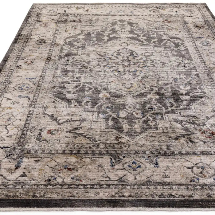 Asiatic sovereign charcoal medallion 05 Grey Living Room Flat Weave Rug.
