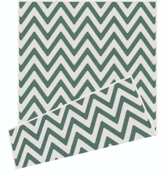 Likewise Matting duo weave indoor outdoor chevron green Green, Ivory Outdoor  Flat Weave Rug.
