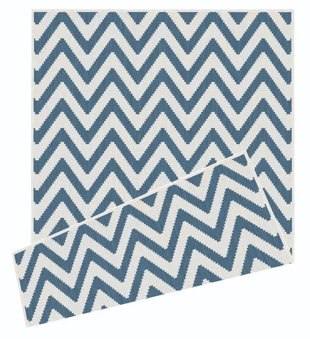 Likewise Matting duo weave indoor outdoor chevron ocean Blue Outdoor  Flat Weave Rug.
