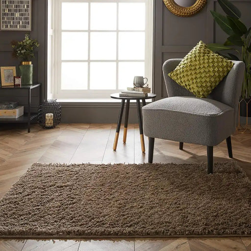 Esselle larissa shaggy washable chocolate Brown Living Room Shaggy Rug.