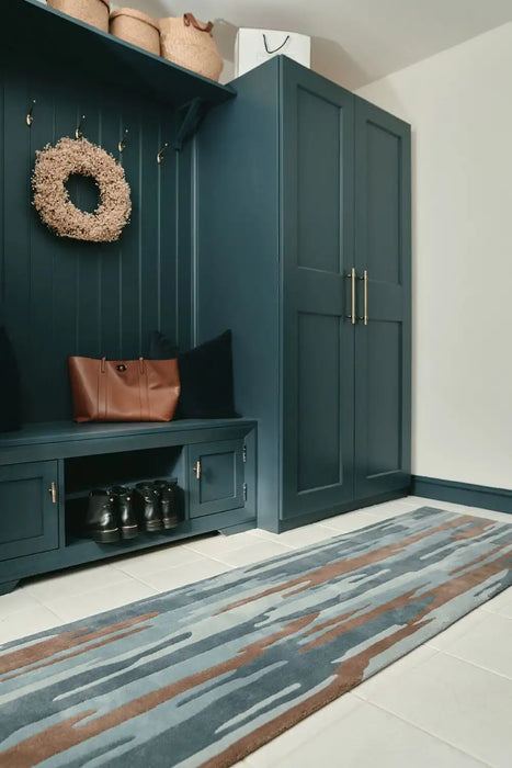 Woven Edge woven edge runners coast c3 green brown Brown, Green Living Room Wool Rug.