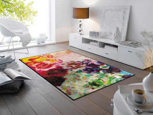 Wash + Dry design colour blast Multicoloured Living Room Washable Rug.