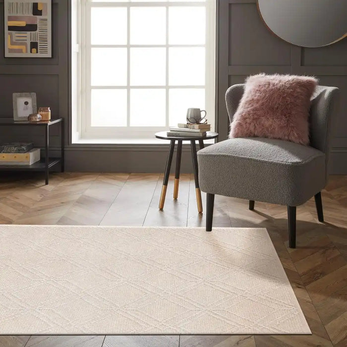 Esselle blenheim outdoor cream Ivory, Cream Living Room Washable Rug.