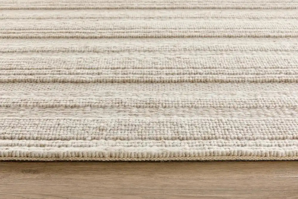 Origins chunky knit cream Ivory Living Room Wool Rug.