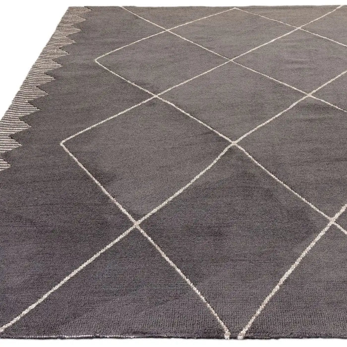 Asiatic mason diamond black Grey, Black Living Room Geometric Rug.