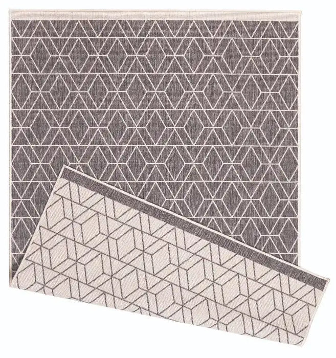 Likewise Matting duo weave indoor outdoor diamonds grey Grey Outdoor  Flat Weave Rug.
