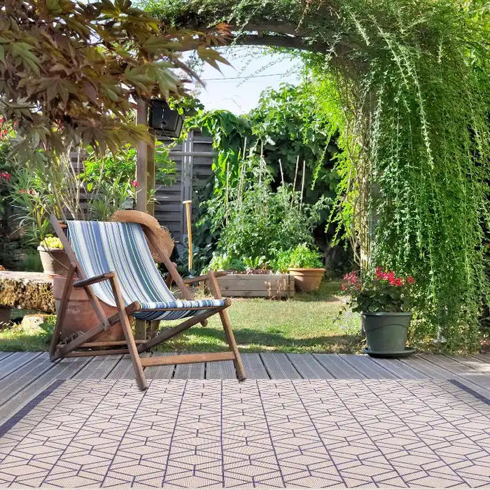 Likewise Matting duo weave indoor outdoor diamonds ocean Blue Outdoor  Flat Weave Rug.
