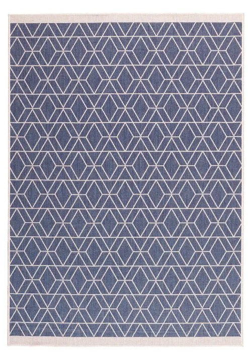 Likewise Matting duo weave indoor outdoor diamonds ocean Blue Outdoor  Flat Weave Rug.