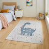 Think Rugs vida washable dinosaur Blue, Ivory Bedroom  Washable Rug.