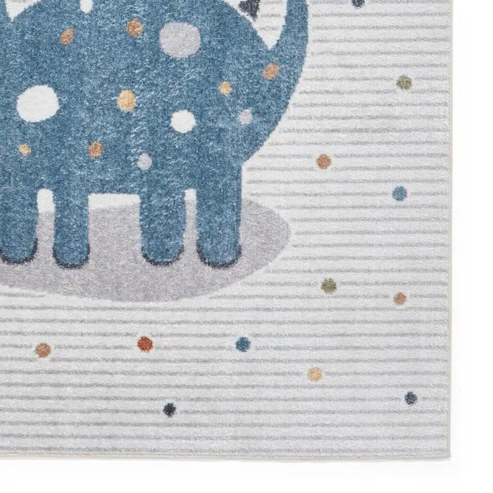 Think Rugs vida washable dinosaur Blue, Ivory Bedroom  Washable Rug.