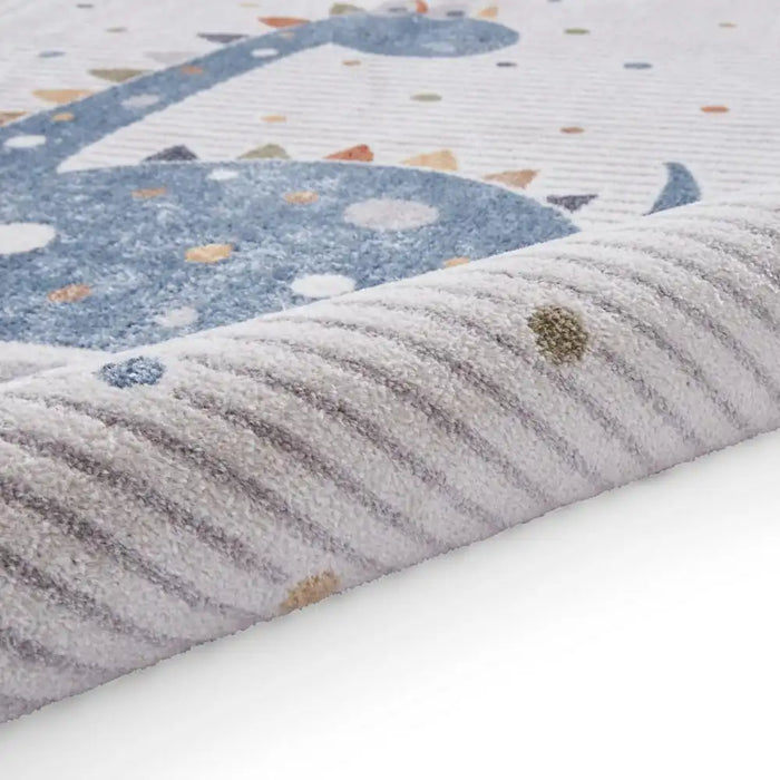Think Rugs vida washable dinosaur Blue, Ivory Bedroom  Washable Rug.