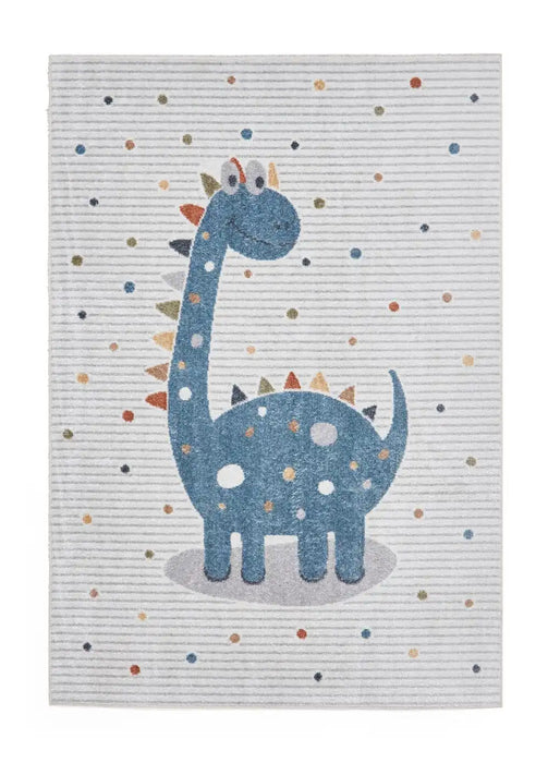 Think Rugs vida washable dinosaur Blue, Ivory Bedroom  Washable Rug.
