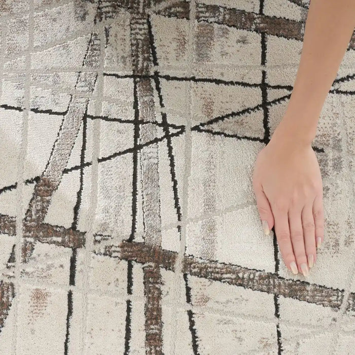 Nourison desire nourison dsr03 grey silver Grey Living Room Geometric Rug.