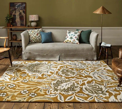 Morris & Co morris and co elmcote gold 127806 Green Living Room Wool Rug.