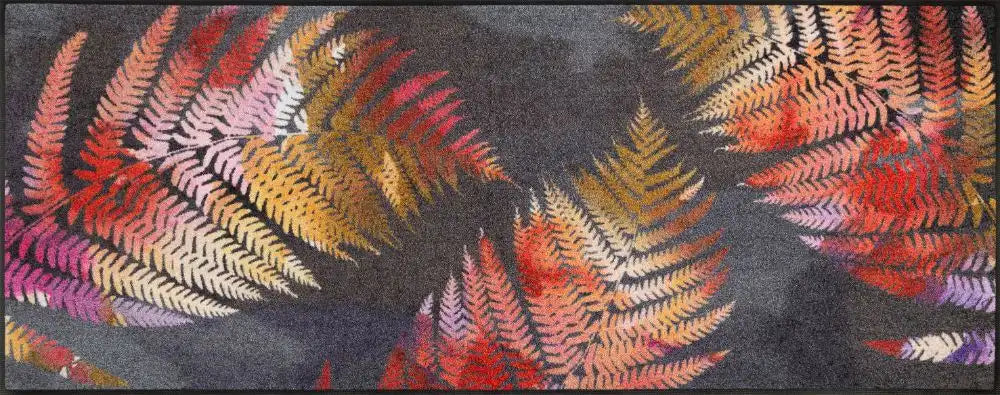 Wash + Dry design erbario Grey, Multicoloured, Red Living Room Washable Rug.