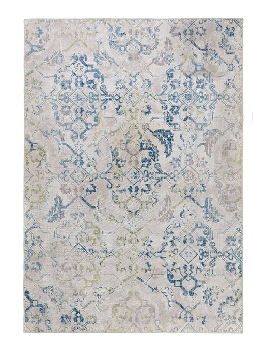 Origins washable soho floence multi Blue, Ivory, Multicoloured Living Room Geometric Rug.