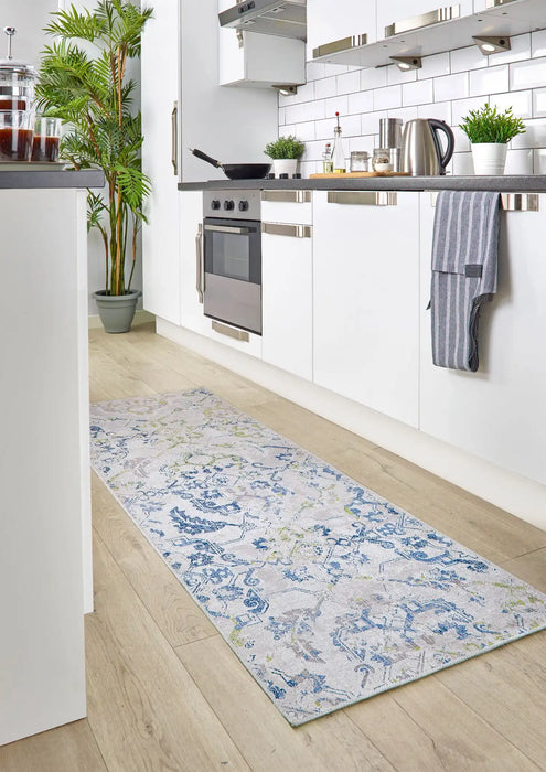 Origins washable soho floence multi Blue, Ivory, Multicoloured Living Room Geometric Rug.